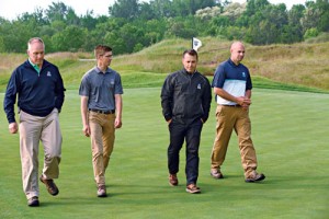 (L to R) Lee, Second Assistant Derek Loda, Zugel and Sell do a walk-through of the course late last month.