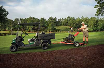 Know the manufacturer’s recommended vehicle tow capacity and weight rating of the hitch. Pulling equipment too heavy for the vehicle can result in unstable conditions.