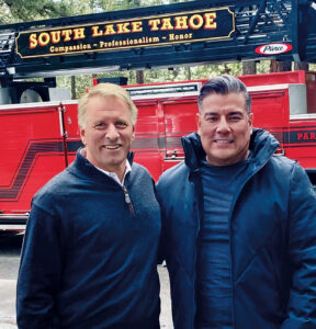Scott Bower (left) and California Insurance Commissioner Ricardo Lara at a town hall meeting in Lake Tahoe. (Photo: Scott Bower)