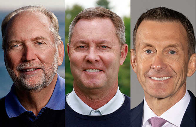 (From left) Golf Digest Chairman, Jerry Tarde, USGA CEO Mike Whan and GCSAA CEO Rhett Evans (Photo: GCSAA)
