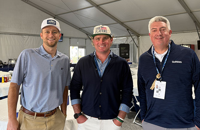 Ryan Karapas with Lucas Andrews and Seth Jones (Photo: Golfdom staff)